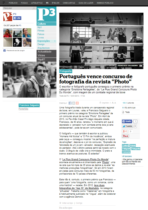 Interview on the highly respected newspaper Público